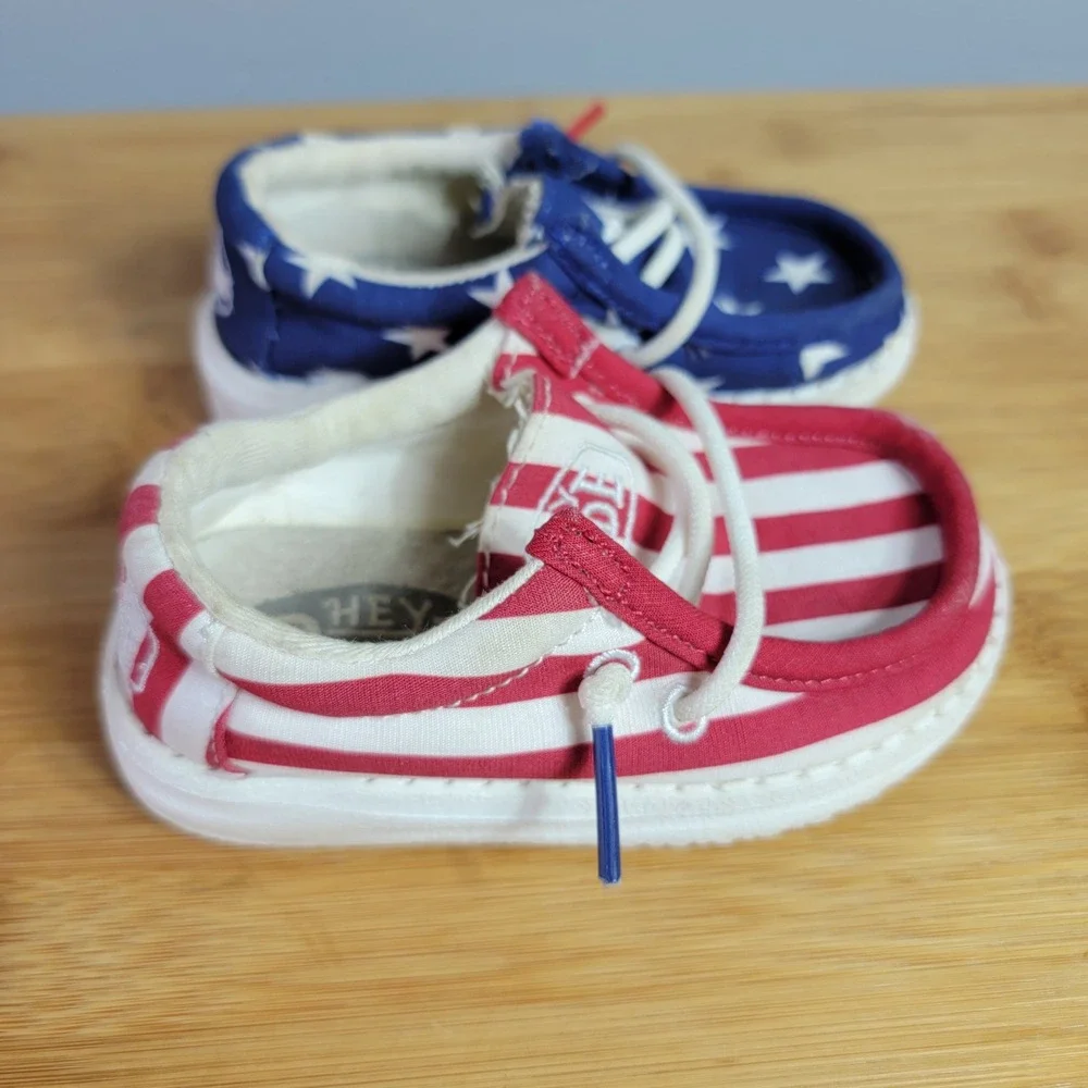 Hey Dude Kids K5 Wally Toddler Patriotic Red White Blue Stars Stripes Shoes